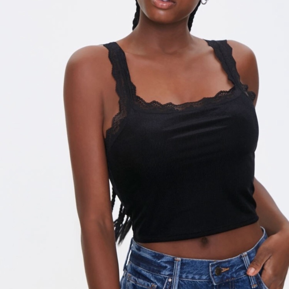Velvet lace crop top